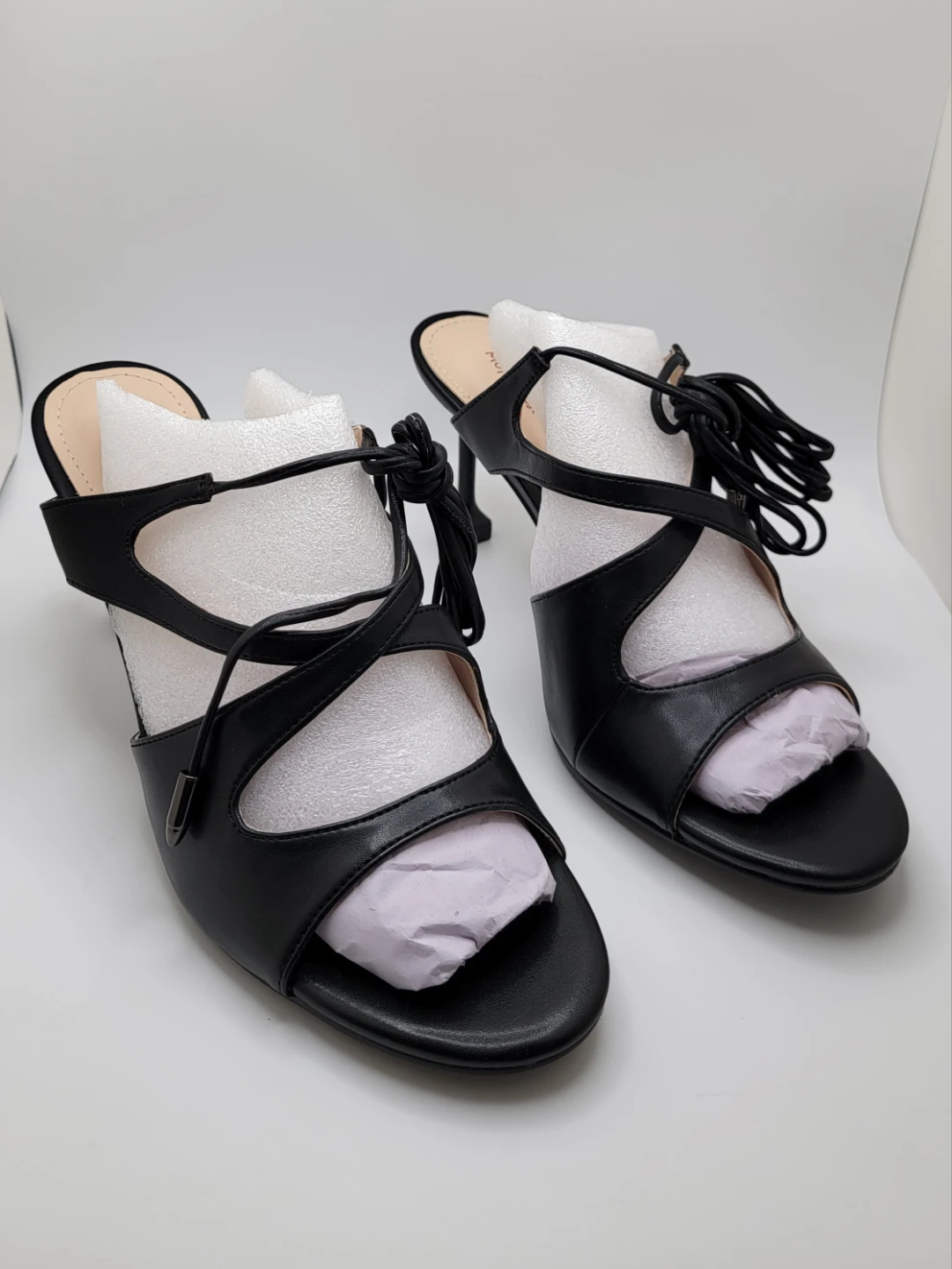 Strappy Lace Up Stiletto Heels Black Open Toe Sandal US 9 - photo 3