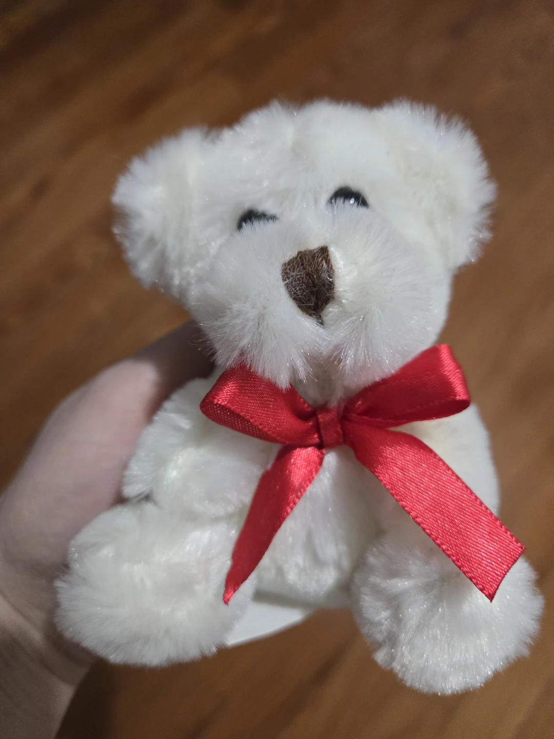 White Teddy Bear with Red Bow