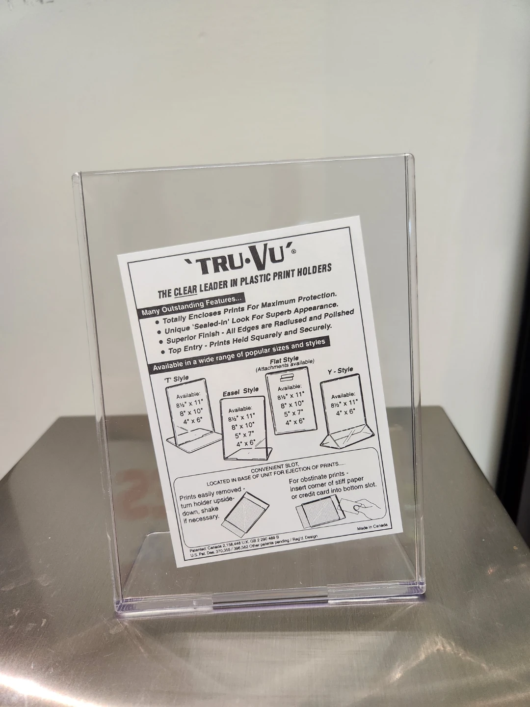 TRU-VU Clear Plastic Print Holder