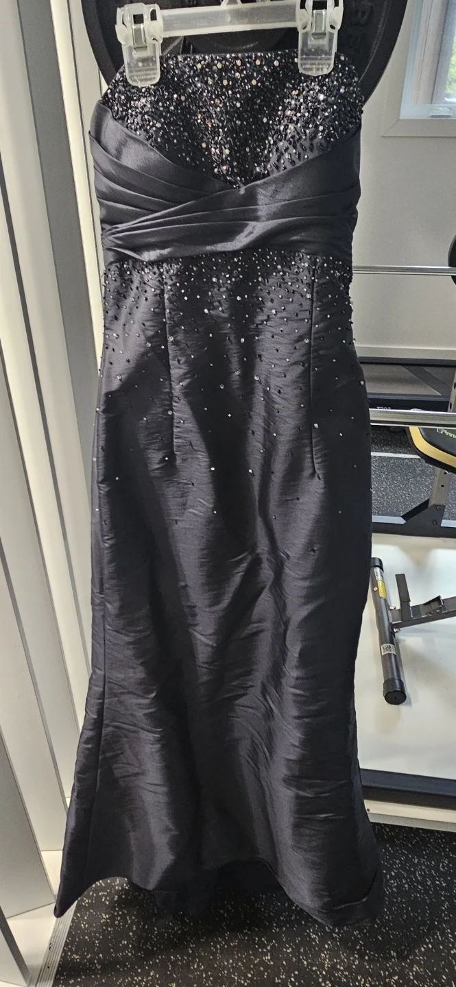 Black Strapless Beaded Formal Dress