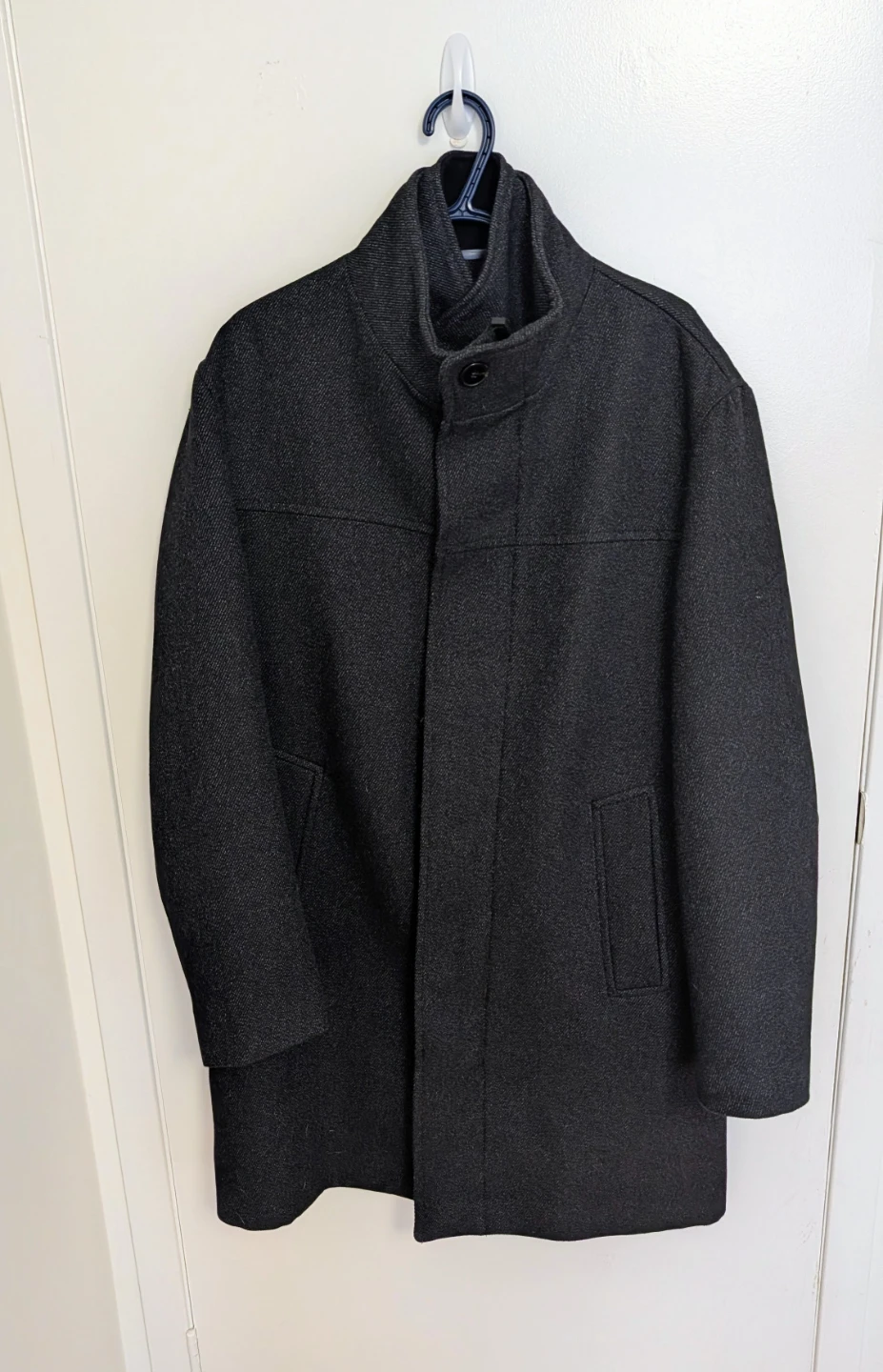 Zara Dark Grey Wool Blend Peacoat Jacket - Men's Large