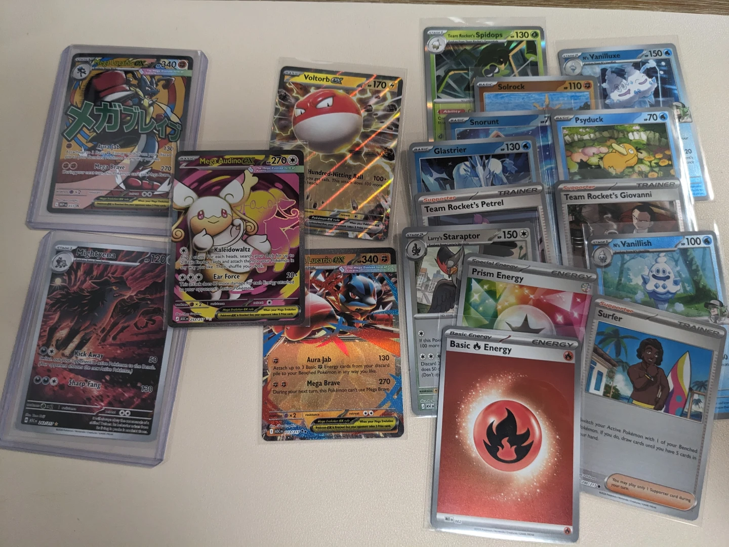 Mega Lucario EX, Voltorb EX, Mega Audino EX & Mightyena
