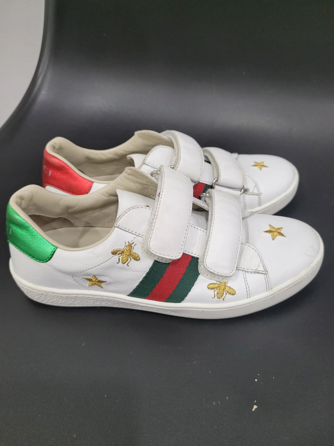 Gucci White Leather Bee Star Sneakers - photo 3
