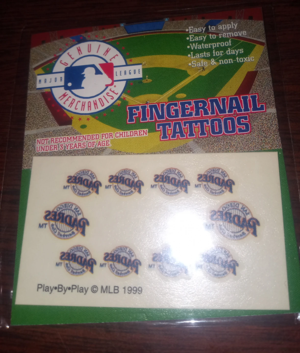 Play-By-Play San Diego Padres Fingernail Tattoos