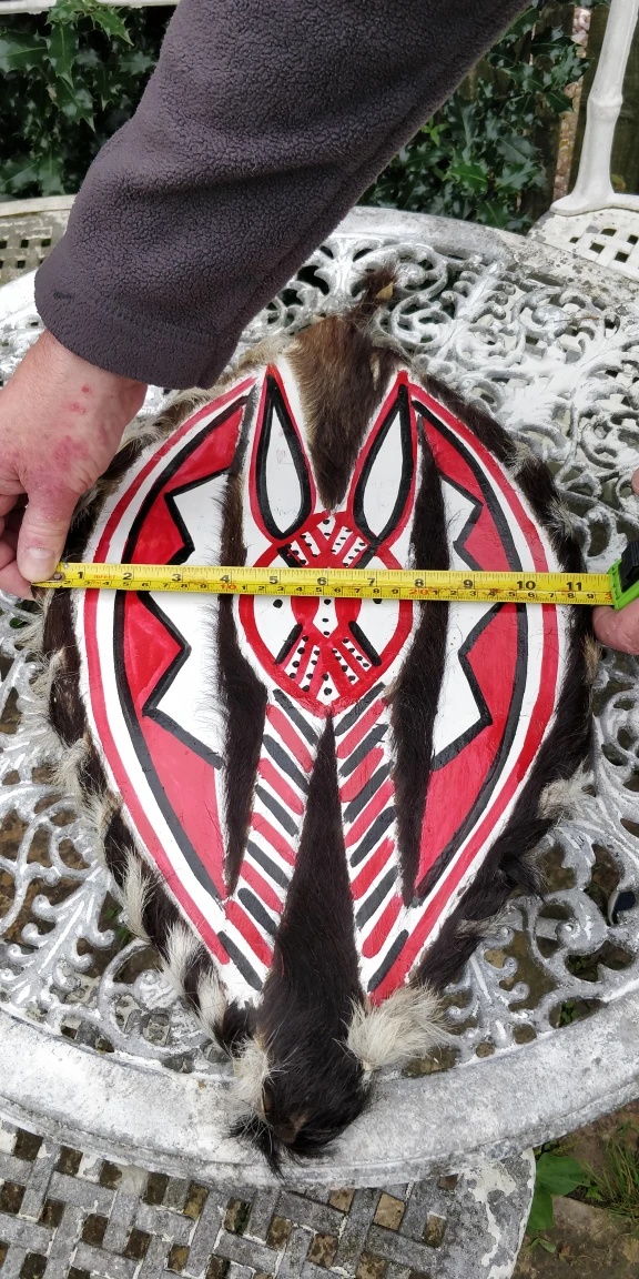 Decorative Hand-Painted Animal Skin Shield - photo 4