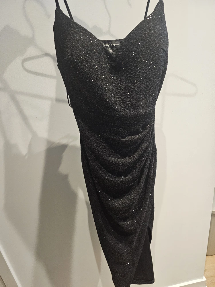 Lovely Day Black Sparkle Ruched Midi Dress Size S - photo 4