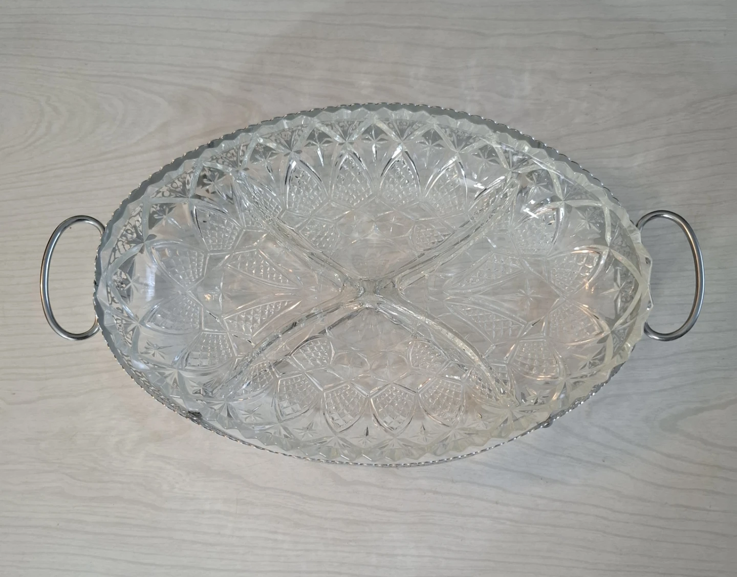 Crystal Divided Serving Dish with Silver Plated Stand - photo 3