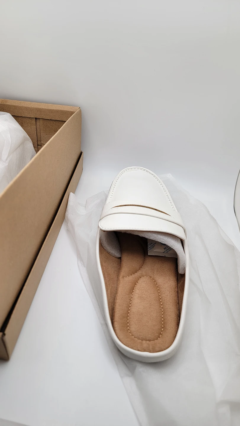 Women’s Memory Foam Mule Loafers Slip-On Comfort Flats Beige - photo 4