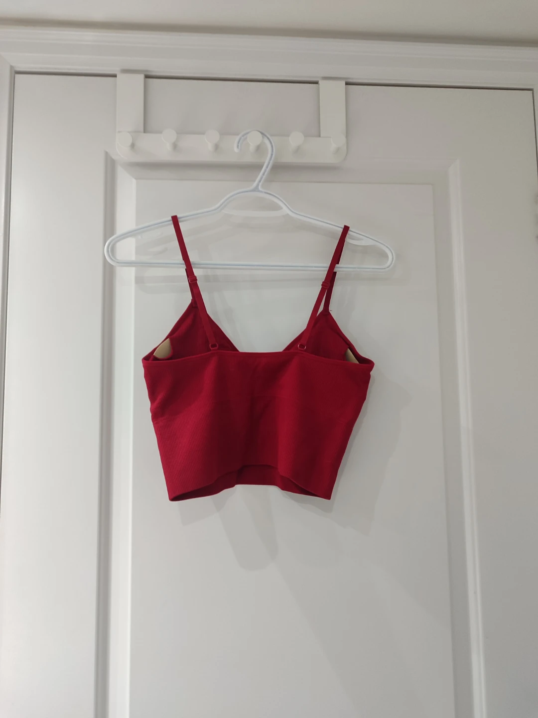 Red Ribbed Crop Tank Top - photo 2