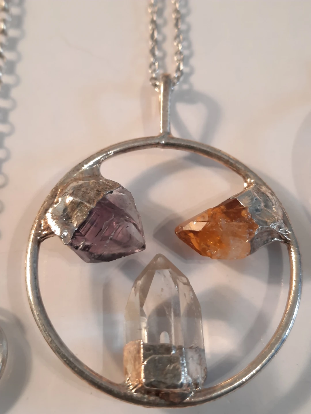 Sterling Silver Raw Crystal Pendant Necklace - photo 2