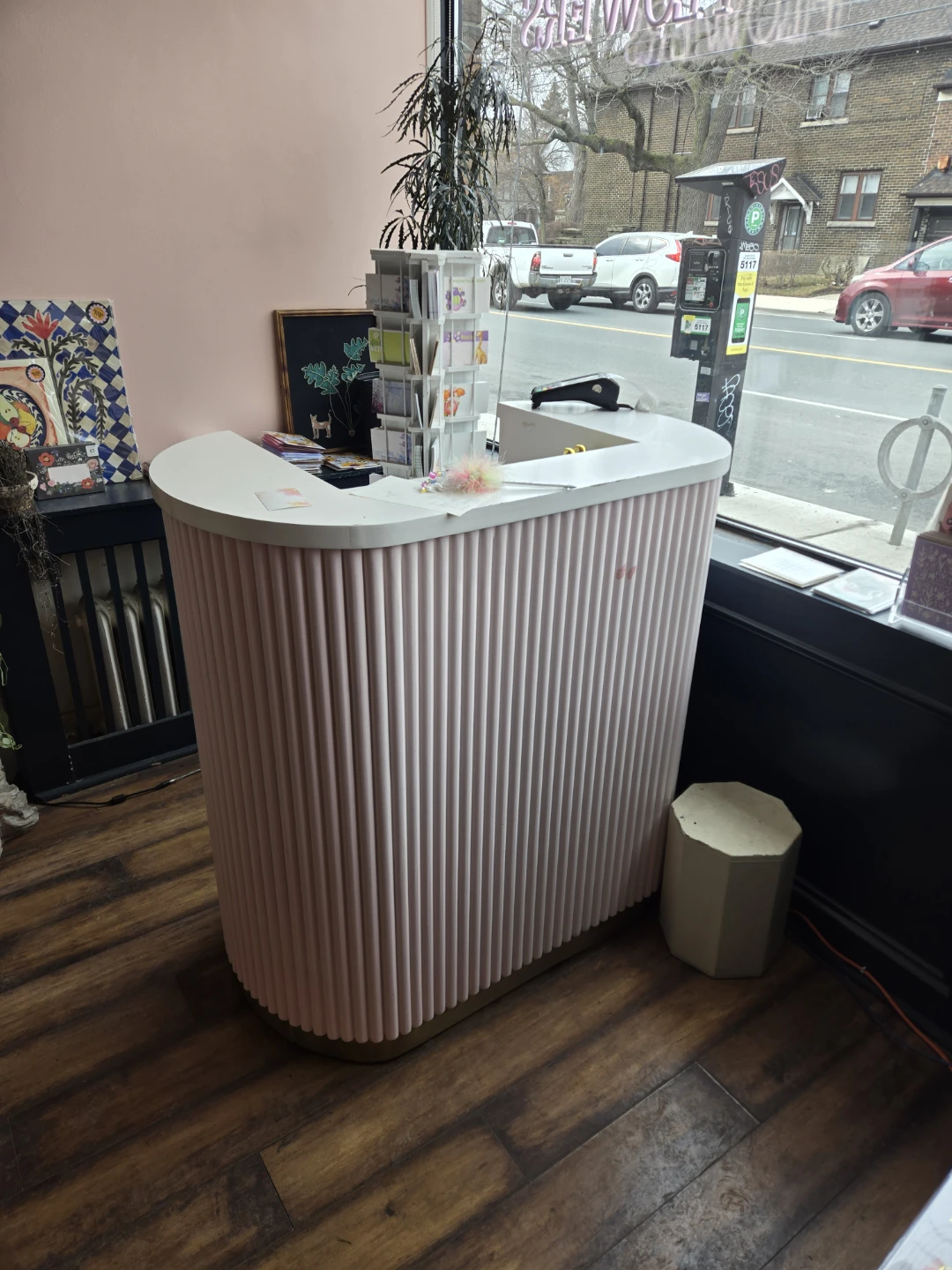 Pink Fluted Retail Counter / Reception Desk