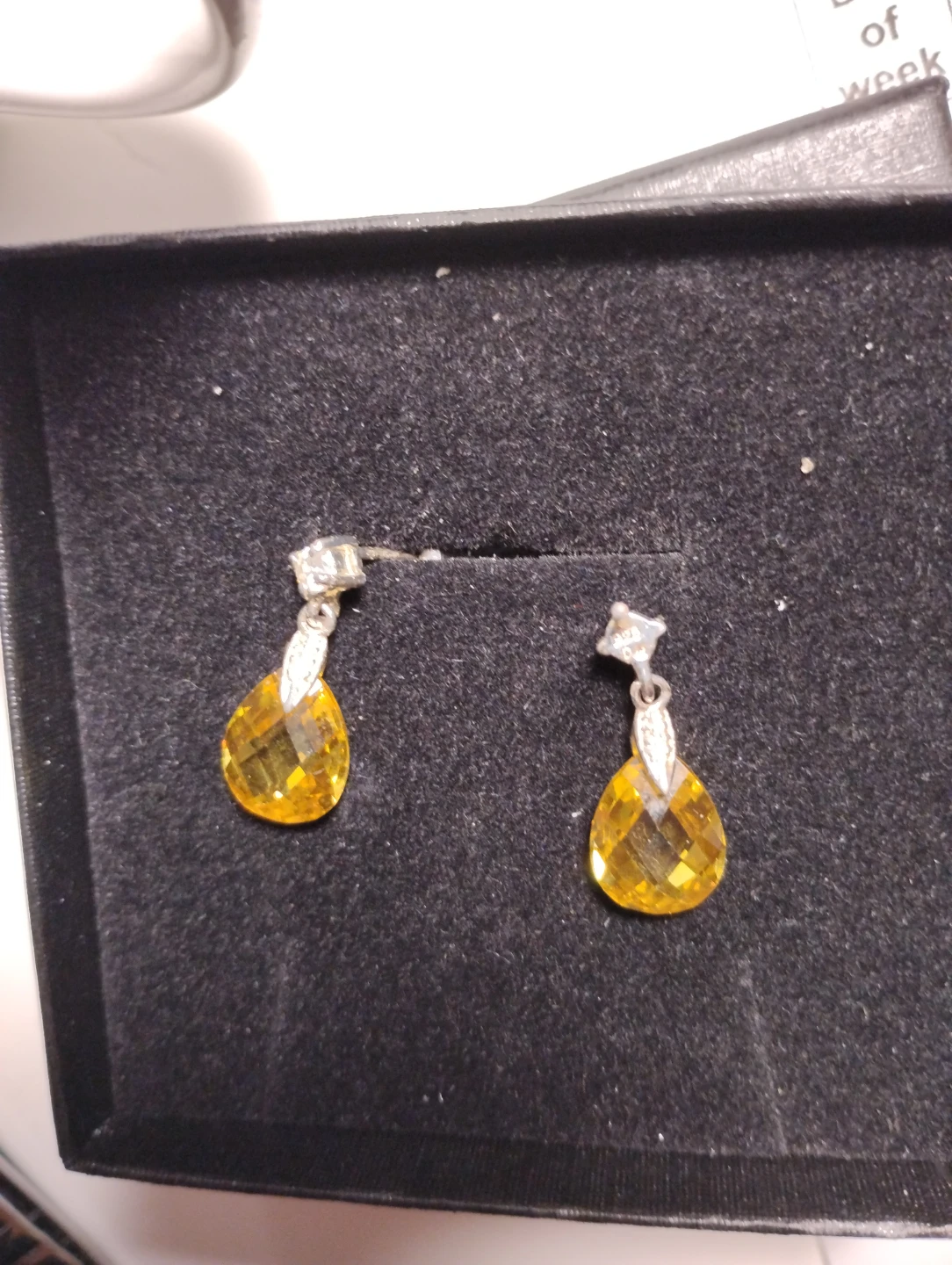 Yellow Teardrop Crystal Earrings