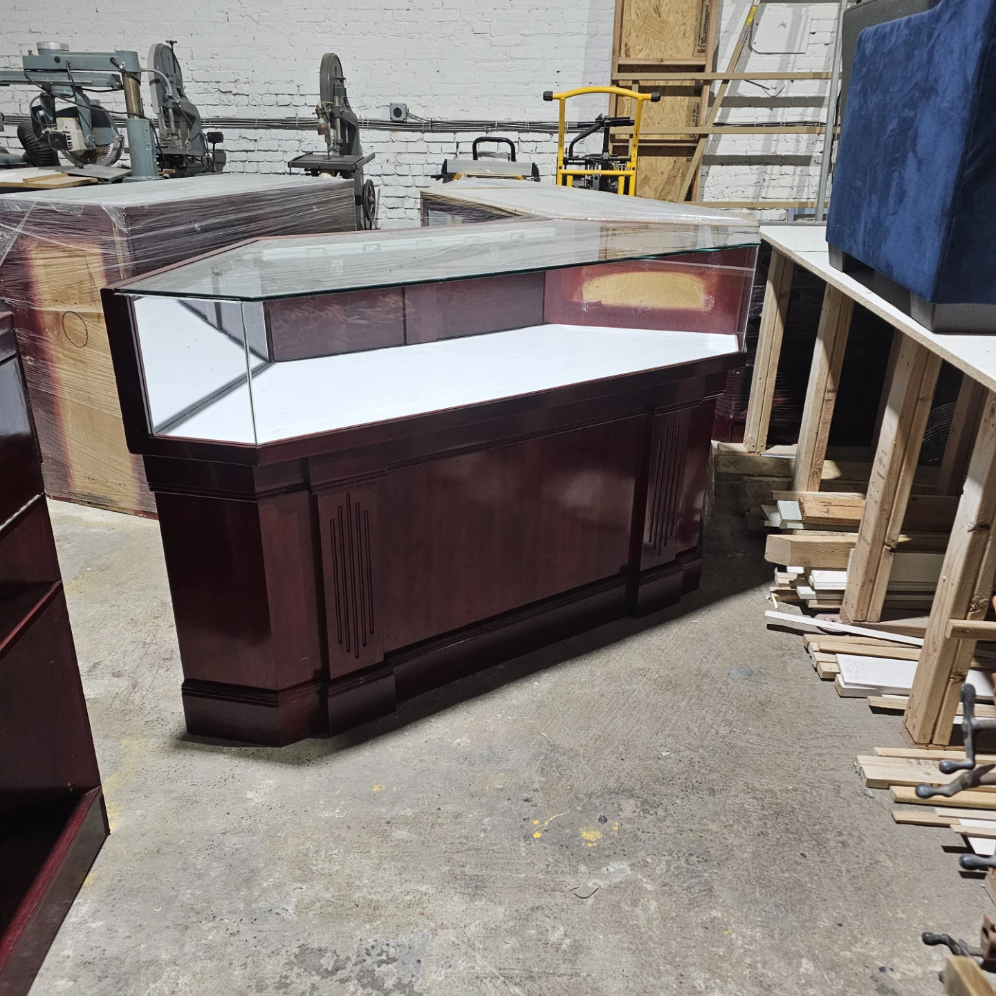 Hard wood cherry finish display case with tempered glass