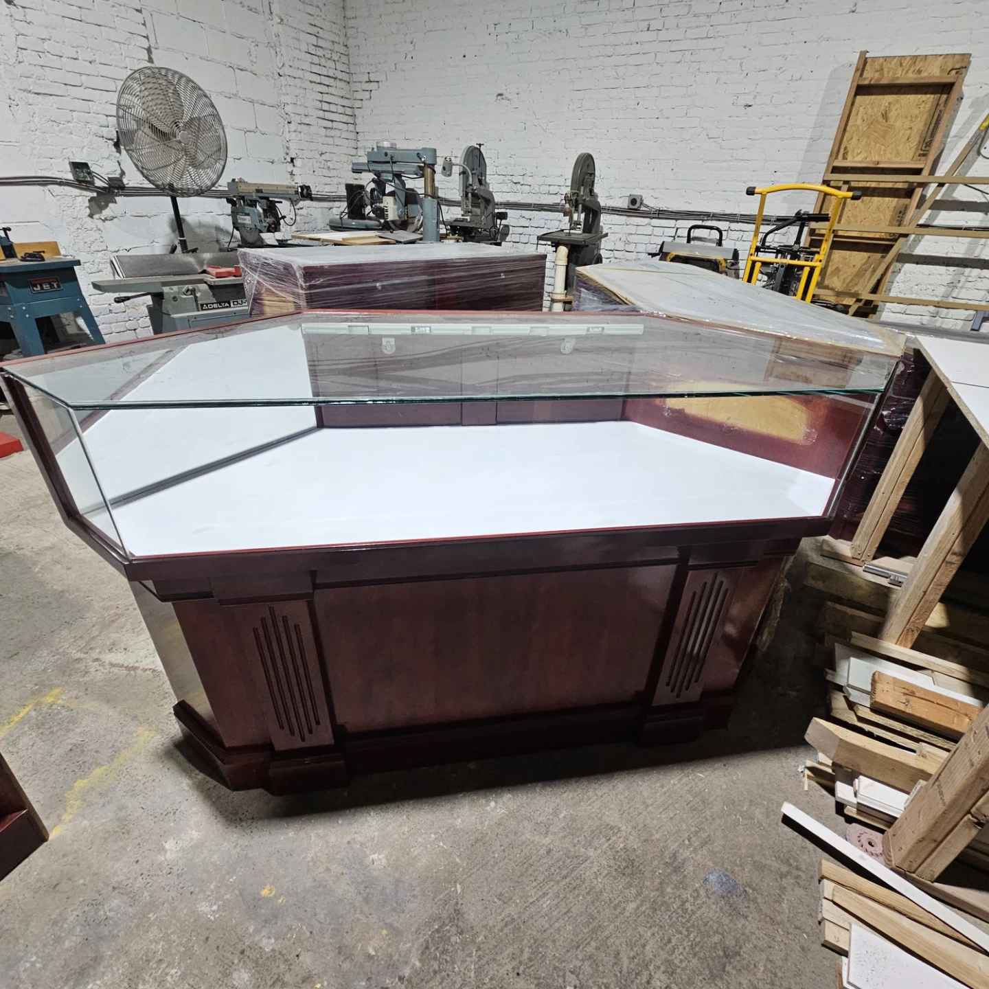 Hard wood cherry finish display case with tempered glass - photo 3