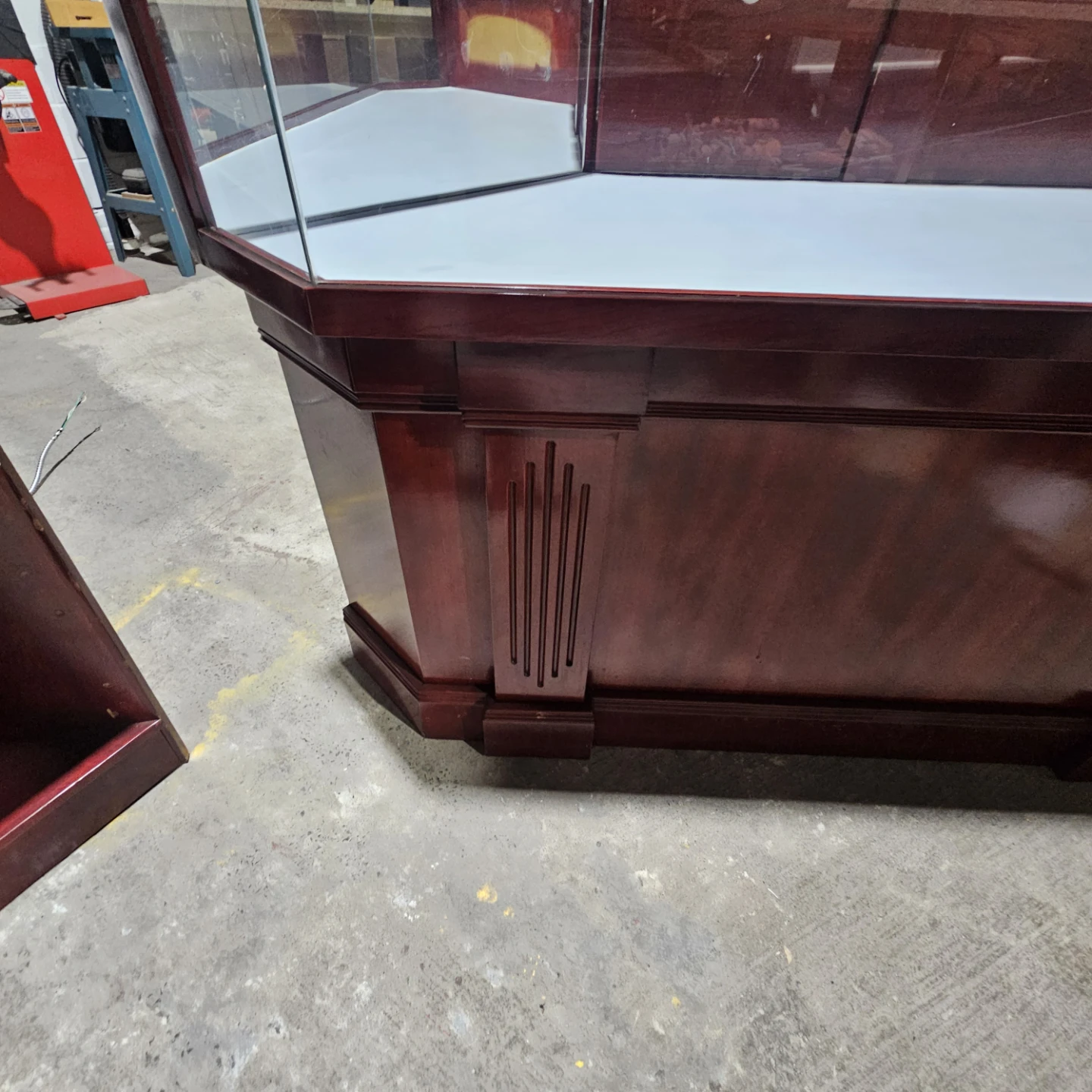 Hard wood cherry finish display case with tempered glass - photo 5