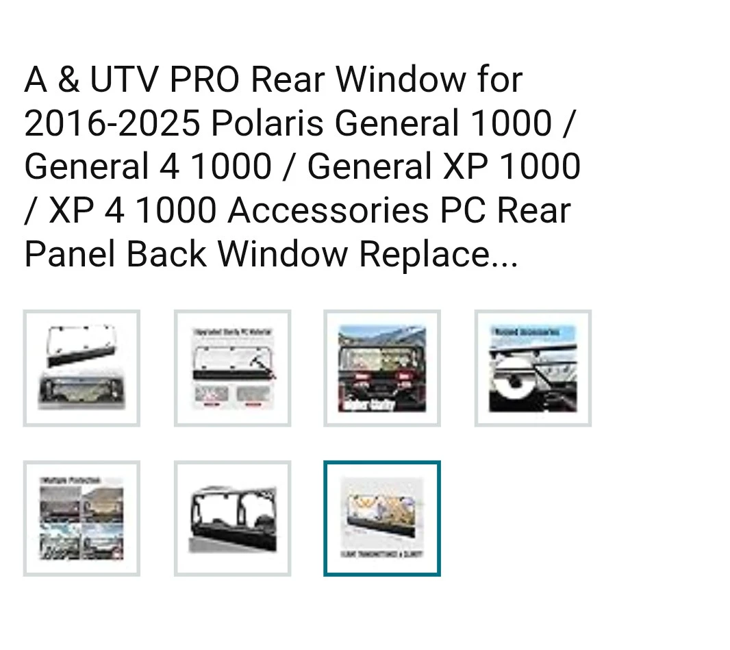 A & UTV PRO Rear Window for Polaris General 2016-2025 - photo 4