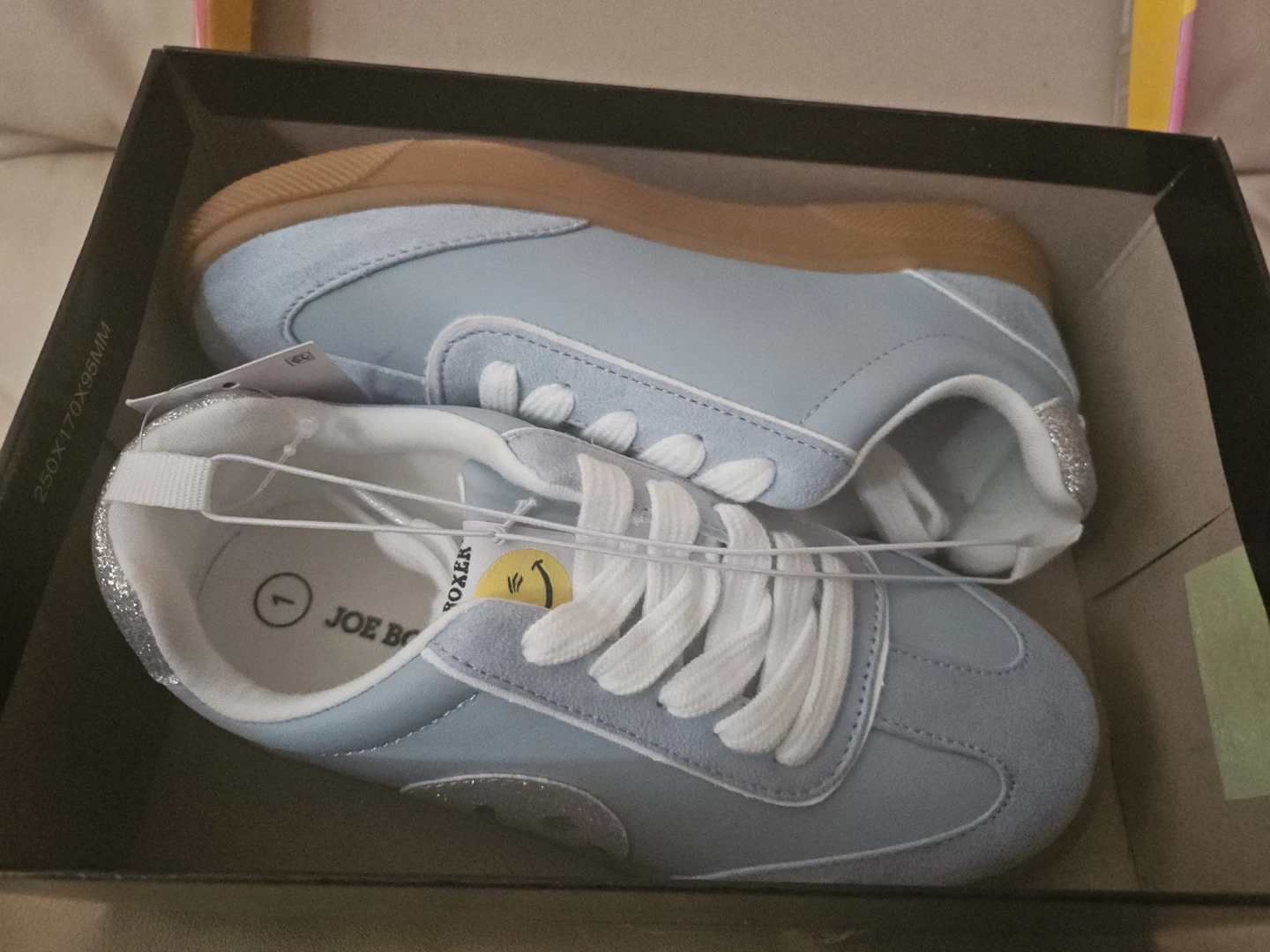 Joe Boxer Kids Blue Sneakers with Smiley Face - Size 1