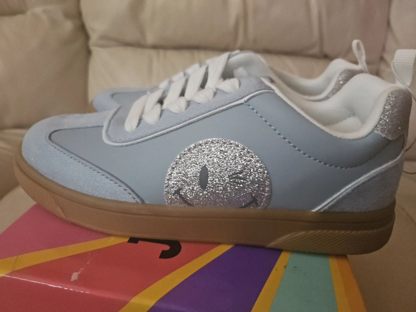 Joe Boxer Kids Blue Sneakers with Smiley Face - Size 1 - photo 4