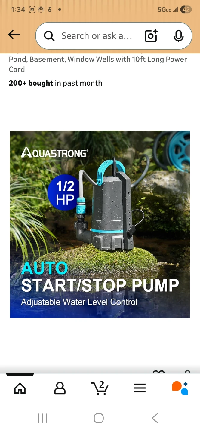 AQUASRONG 1/2 HP Automatic Sump Pump - photo 2