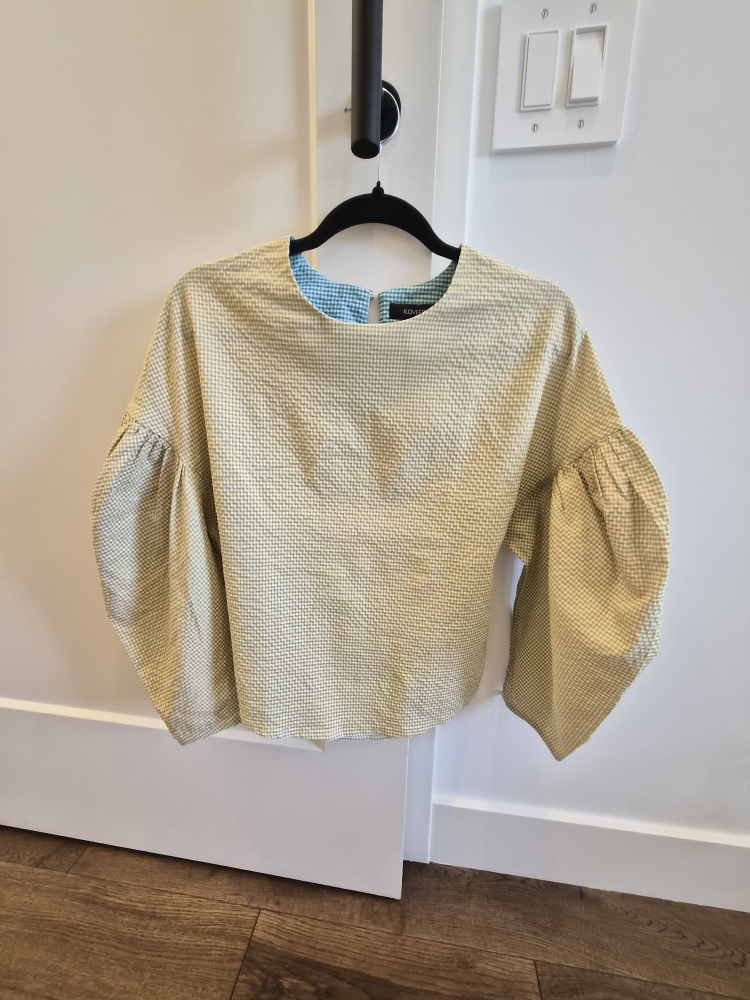 Yellow Gingham Puff Sleeve Top