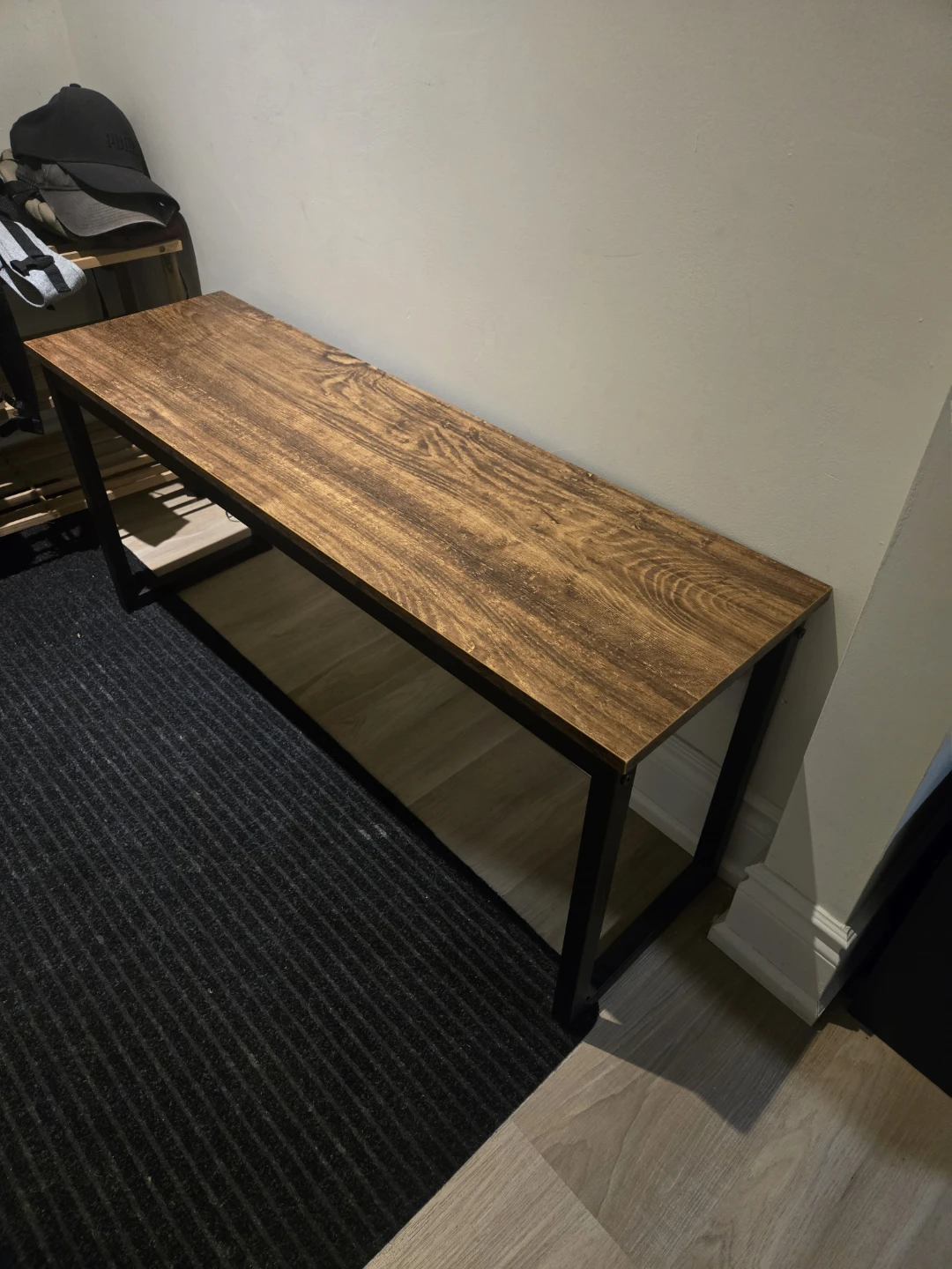 Rustic Wood Bench with Black Metal Frame