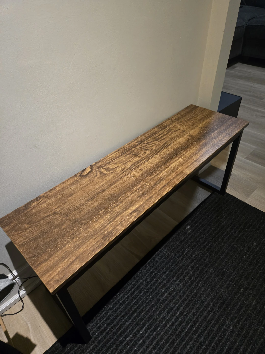 Rustic Wood Bench with Black Metal Frame - photo 2