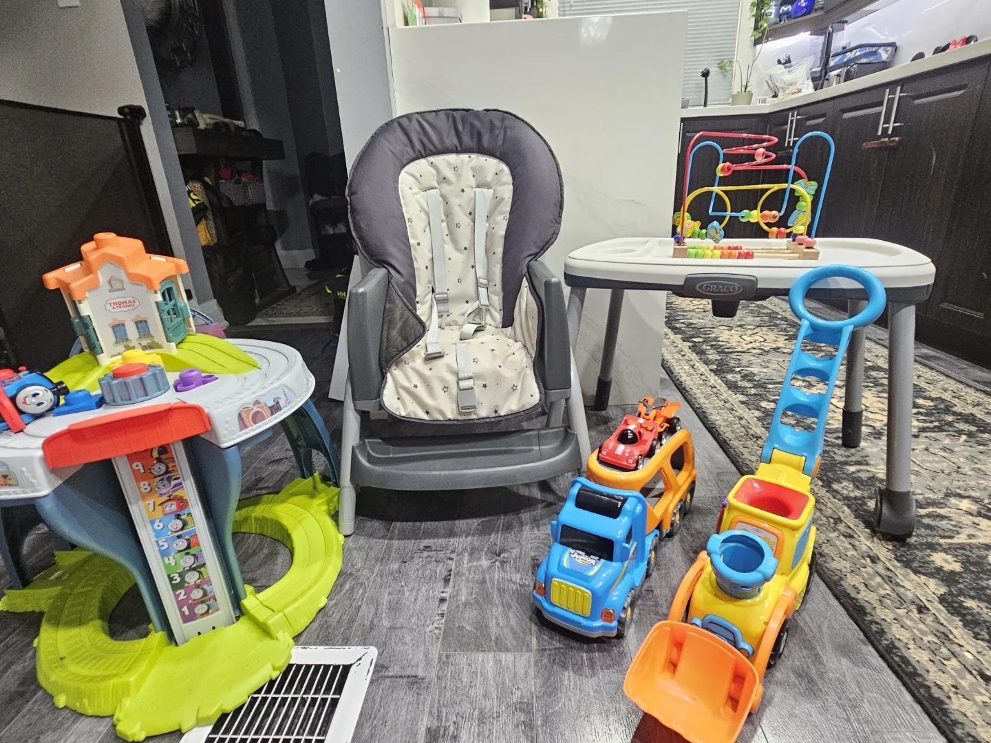 Baby table and toys