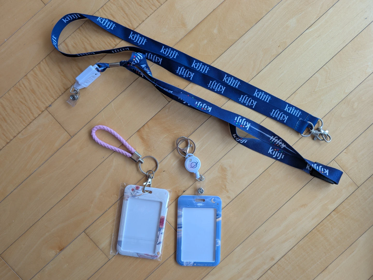 Set of lanyards and ID card holders