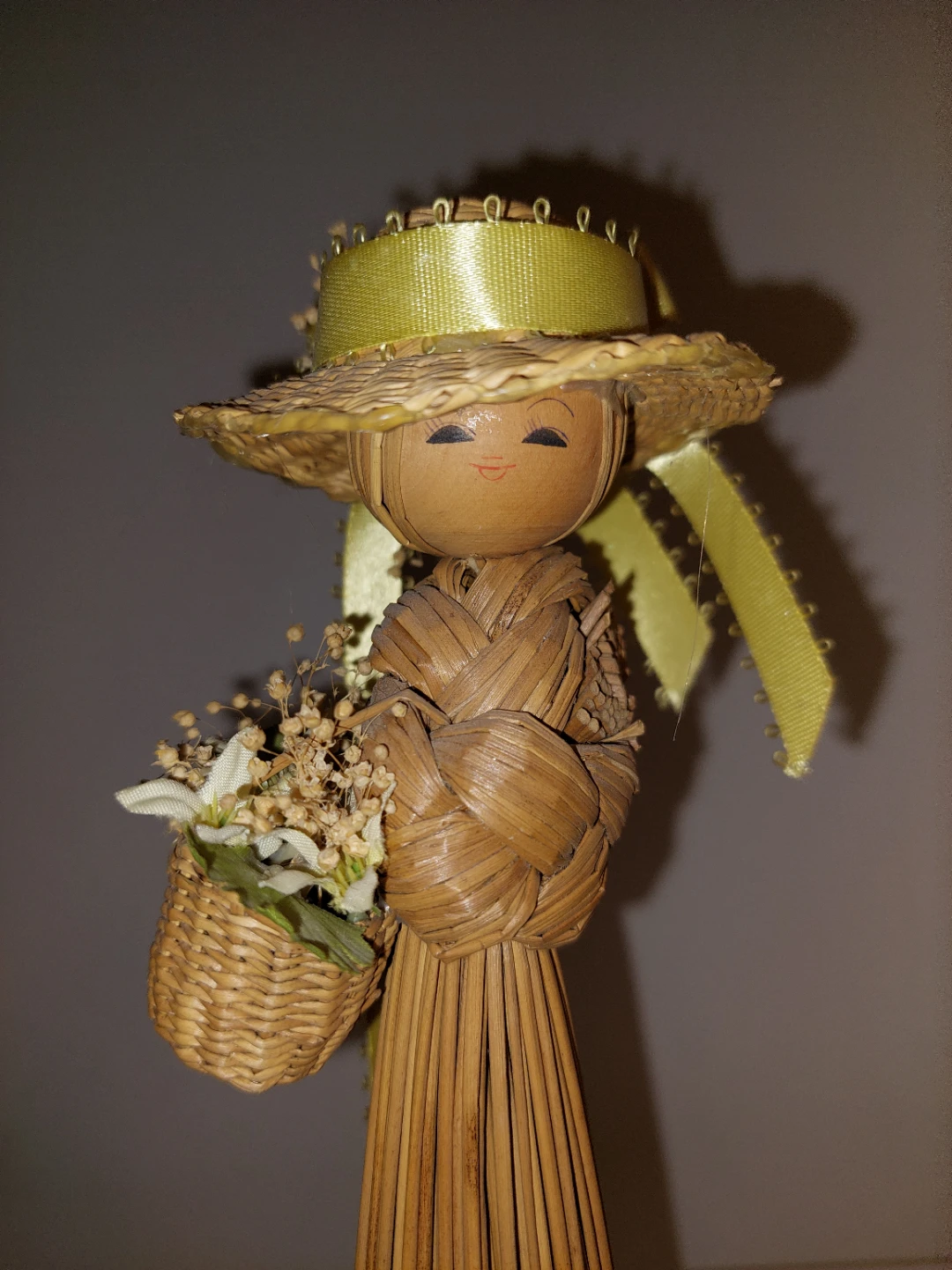 Wicker Straw Doll with Basket and Hat - photo 2