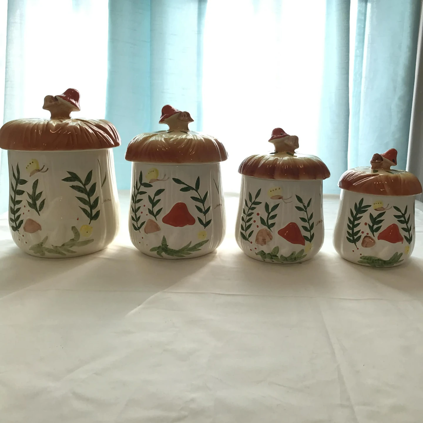 Ceramic Mushroom Canister Set with Lids