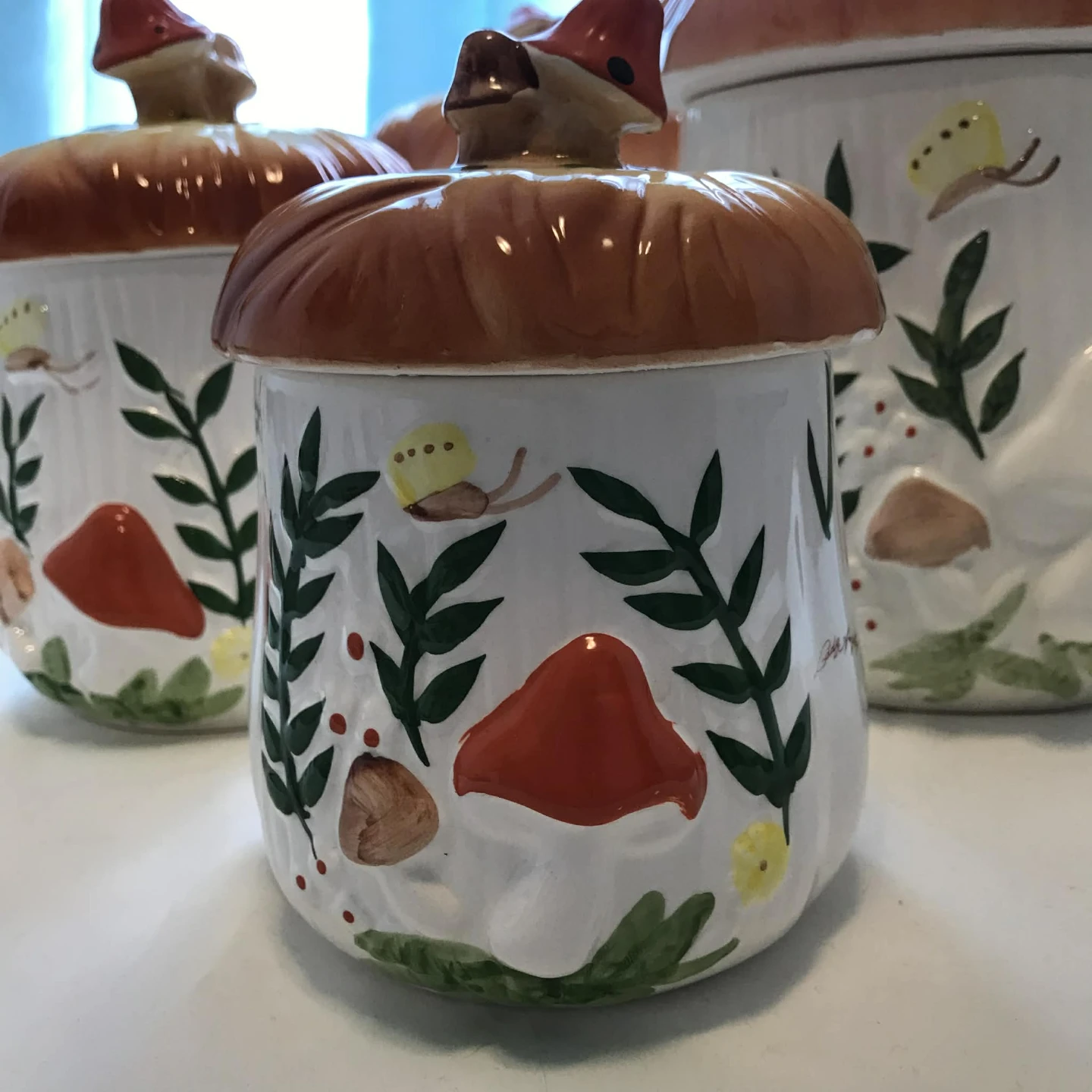 Ceramic Mushroom Canister Set with Lids - photo 3