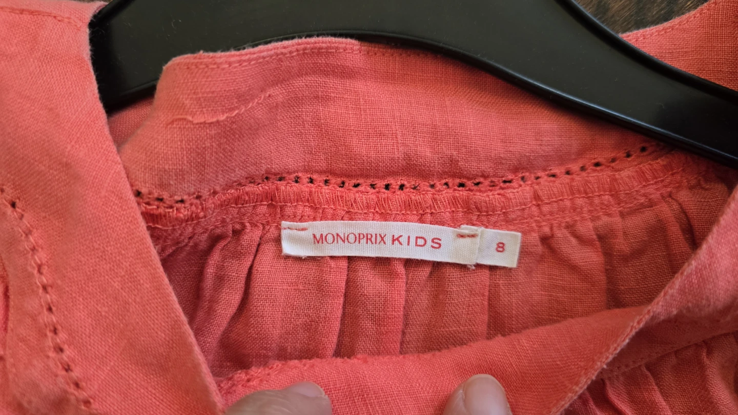 Monoprix Kids Linen Dress Coral Size 8 - photo 3