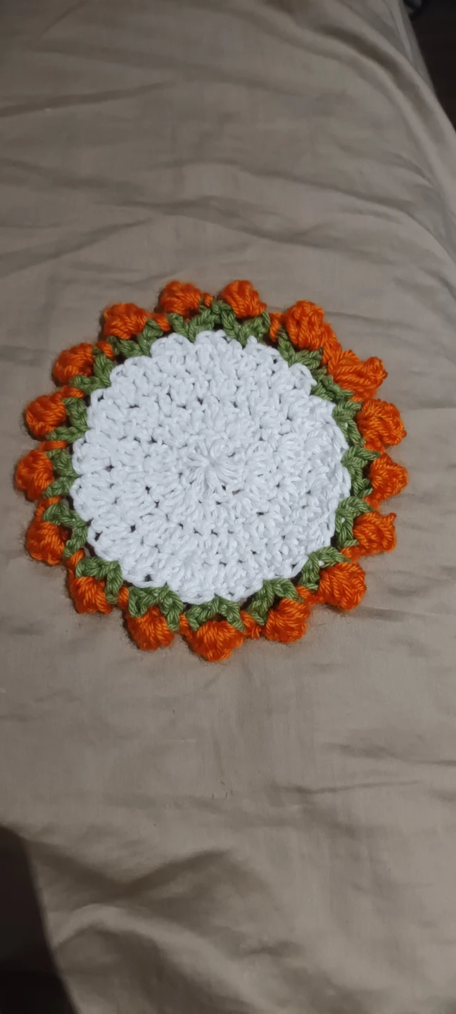 Handmade crochet flower coaster