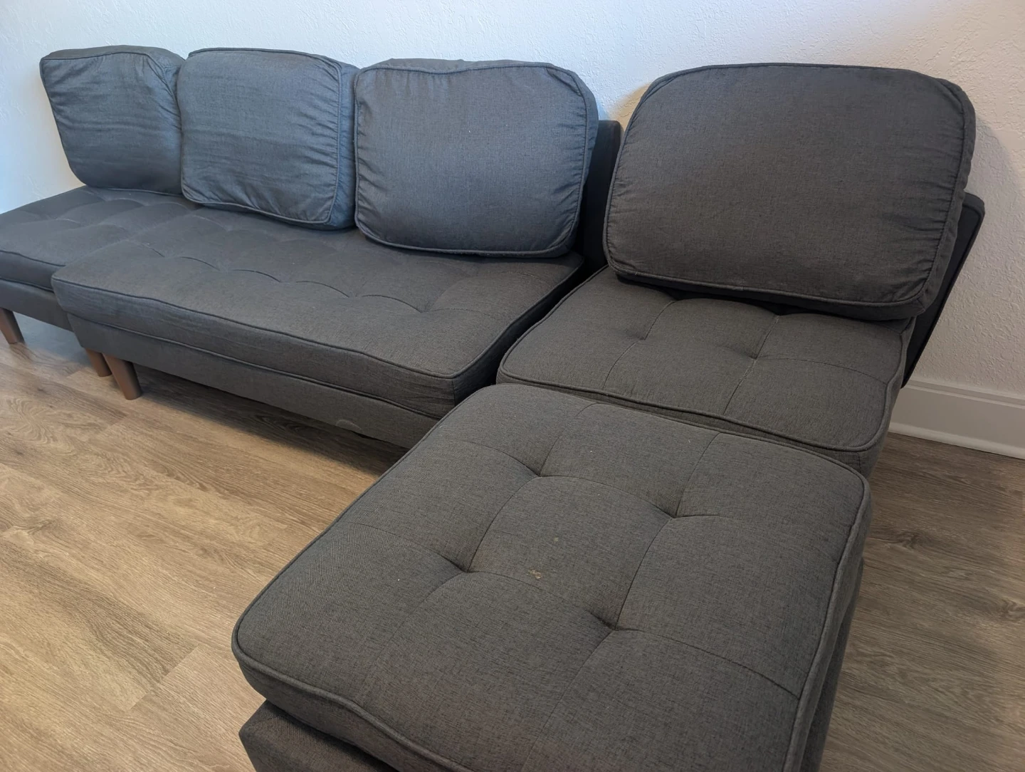 Dark Grey Sectional Sofa with Ottoman - photo 2