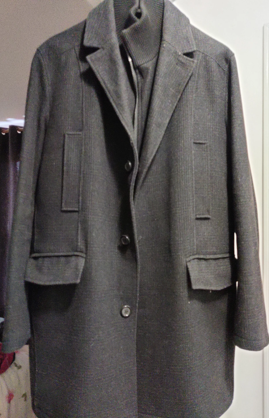 Alfred Sung Men's Charcoal Wool Blend Jacket