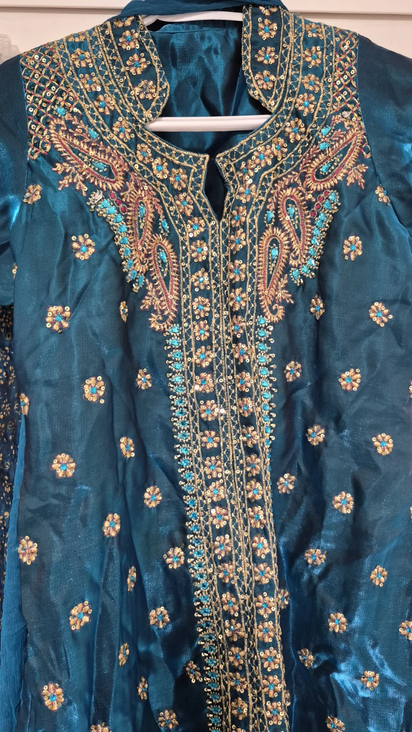 Teal Embroidered Shalwar Kameez Outfit
