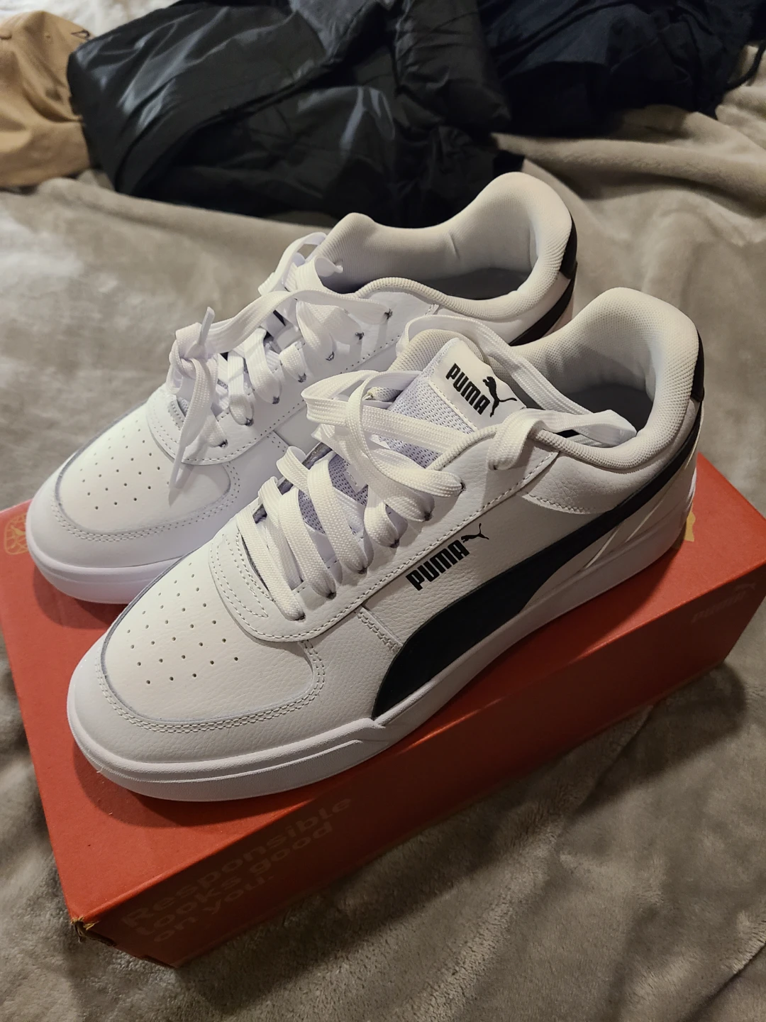 NEW ! Puma Caven White-Black-Black Sneakers - Size 10.5
