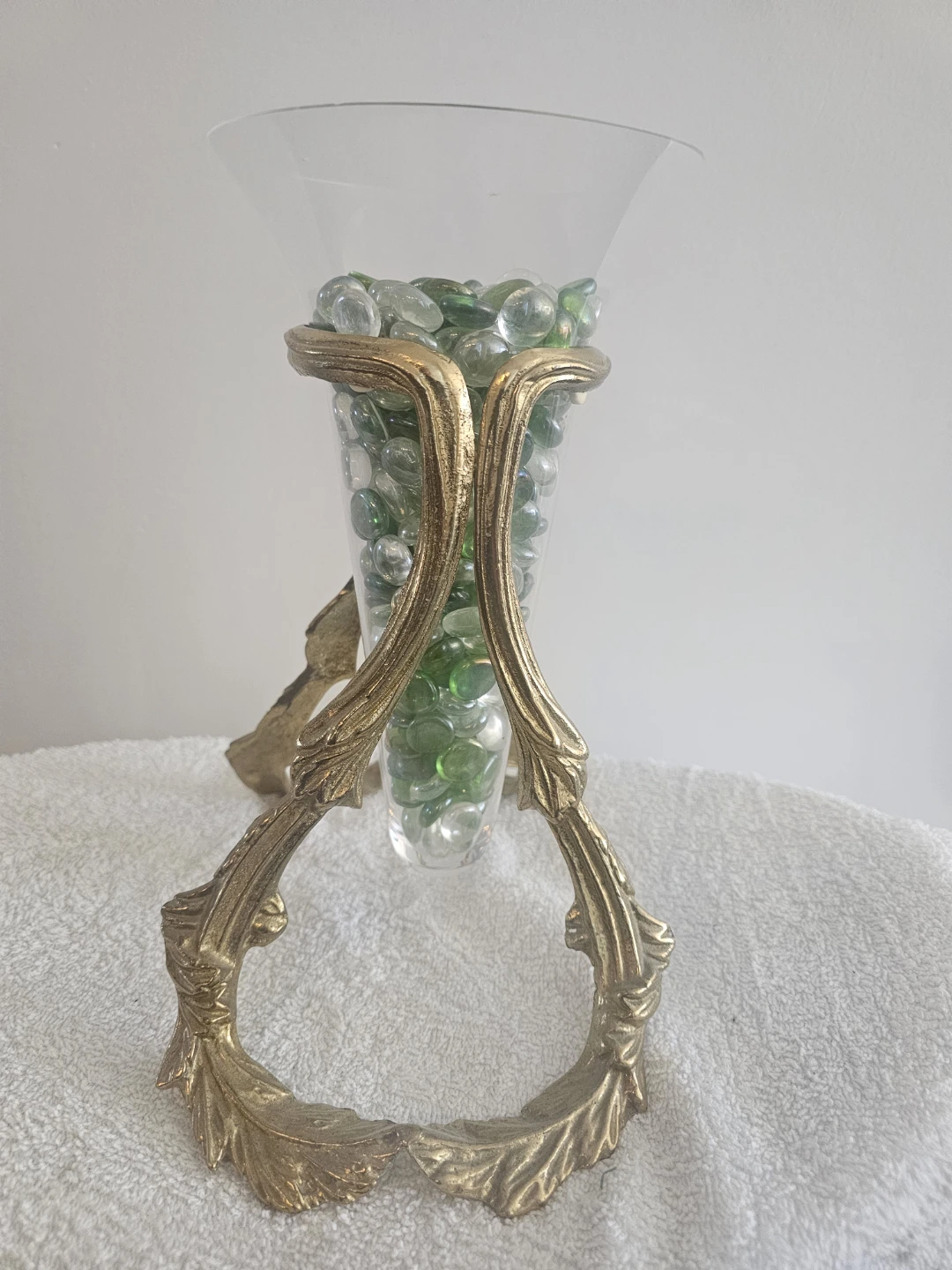 Decorative Glass Floatng Vase with Ornate Metal Stand - photo 2