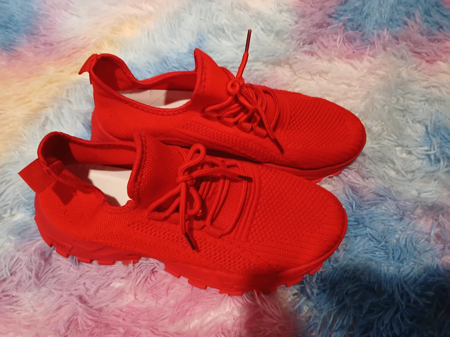 Red Knit Sneakers Size 10 - photo 2
