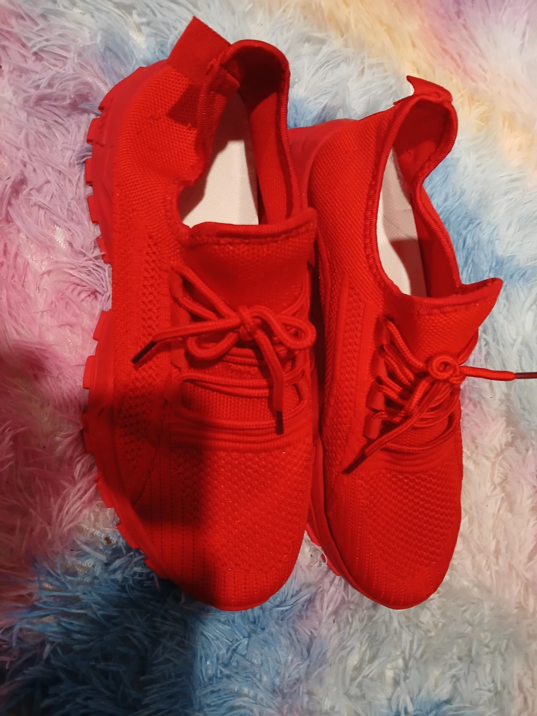 Red Knit Sneakers Size 10 - photo 3