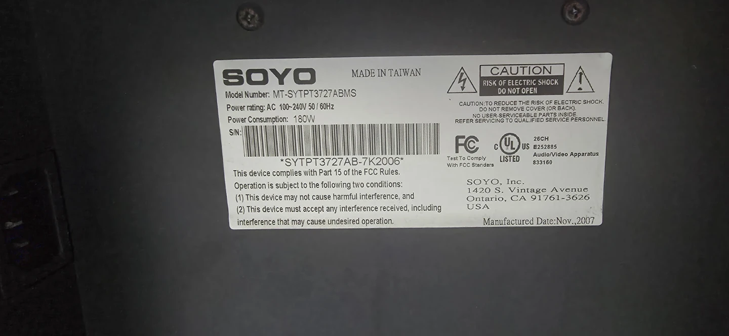SOYO MT-SYTPT3727ABMS 37-inch LCD TV - photo 5