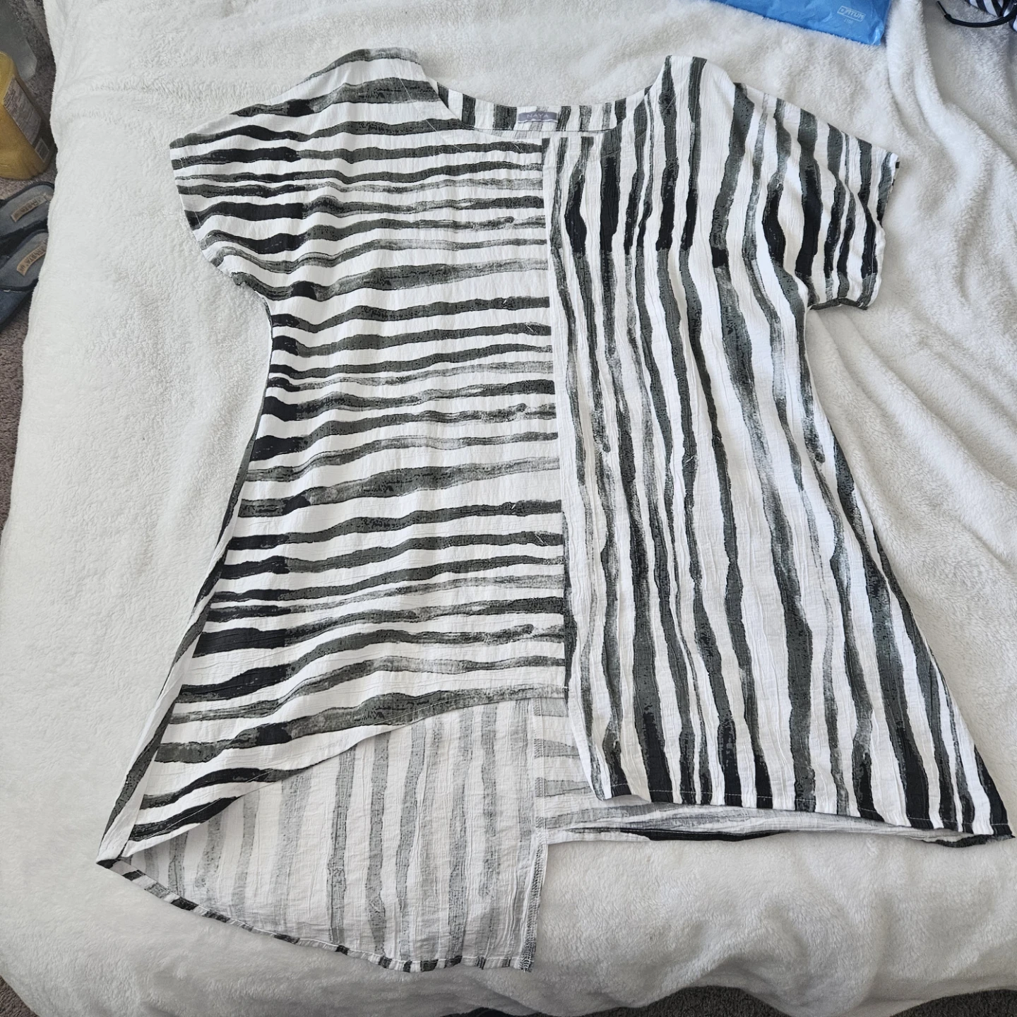 Naya Asymmetrical Stripe Tunic Top Size 2
