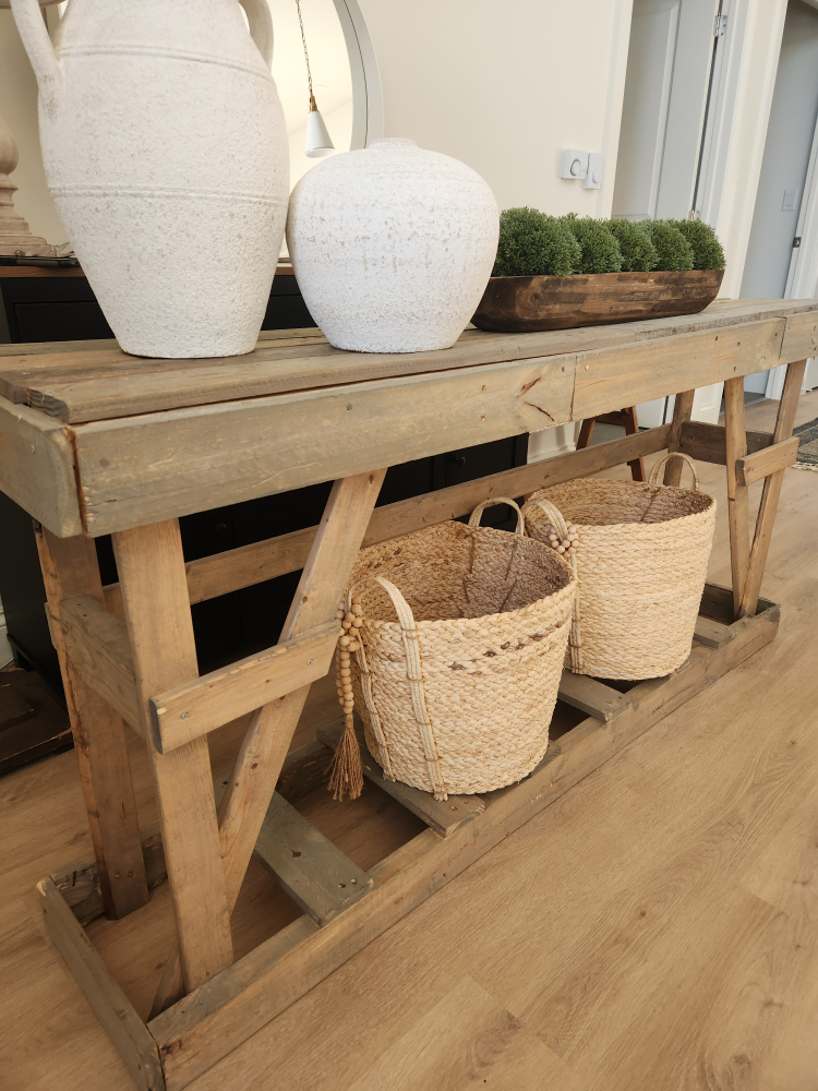 Rustic Wood Console Table with Baskets - photo 2