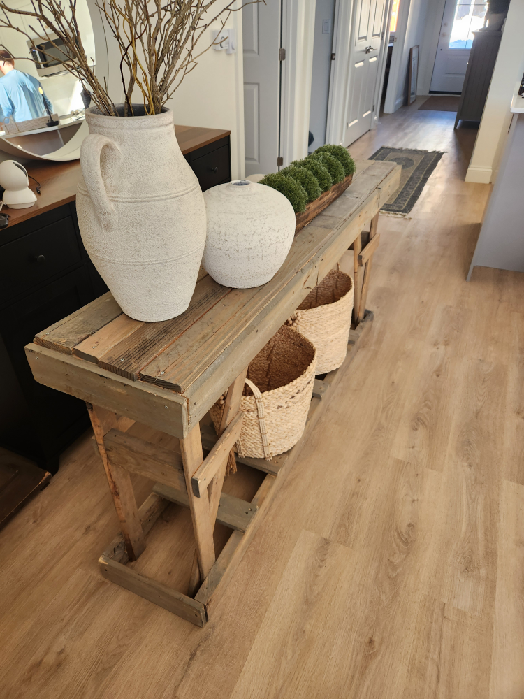 Rustic Wood Console Table with Baskets - photo 3