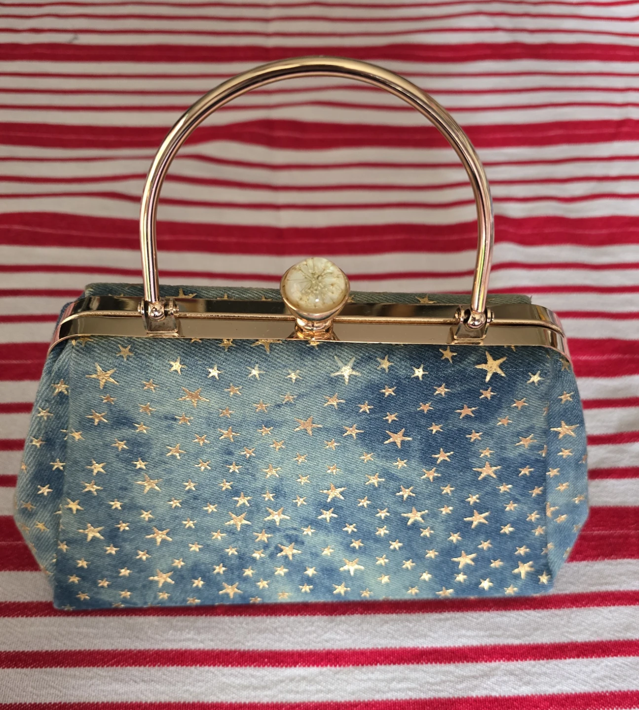 Vintage-style denim crossbody handbag