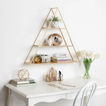 Kate and Laurel Tildan 3 Tier Triangle Floating Metal Wall Shelf - photo 2