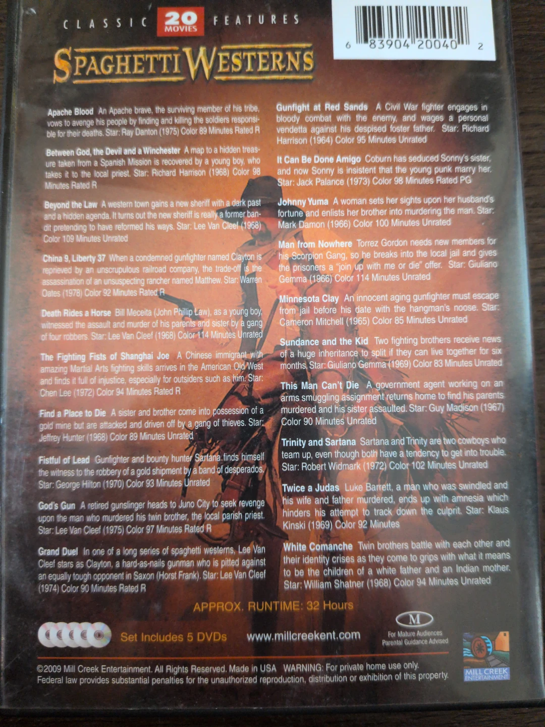 Spaghetti Westerns Classic 20 Movie Collection DVD Set - photo 2