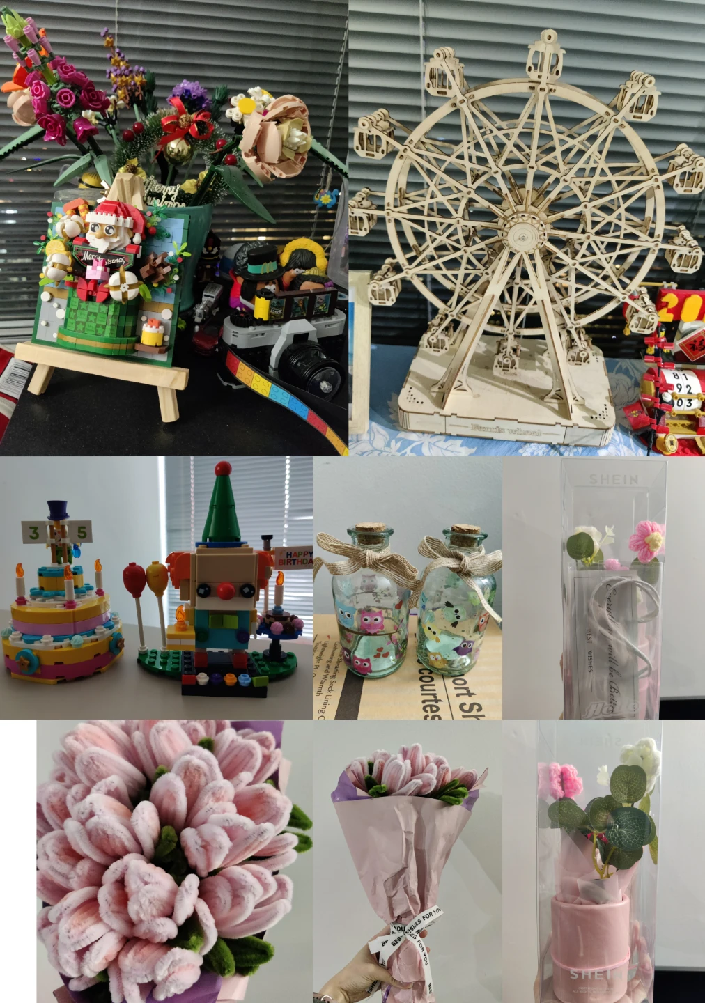 Home Decorations - lego, rolife, crochet bouquets