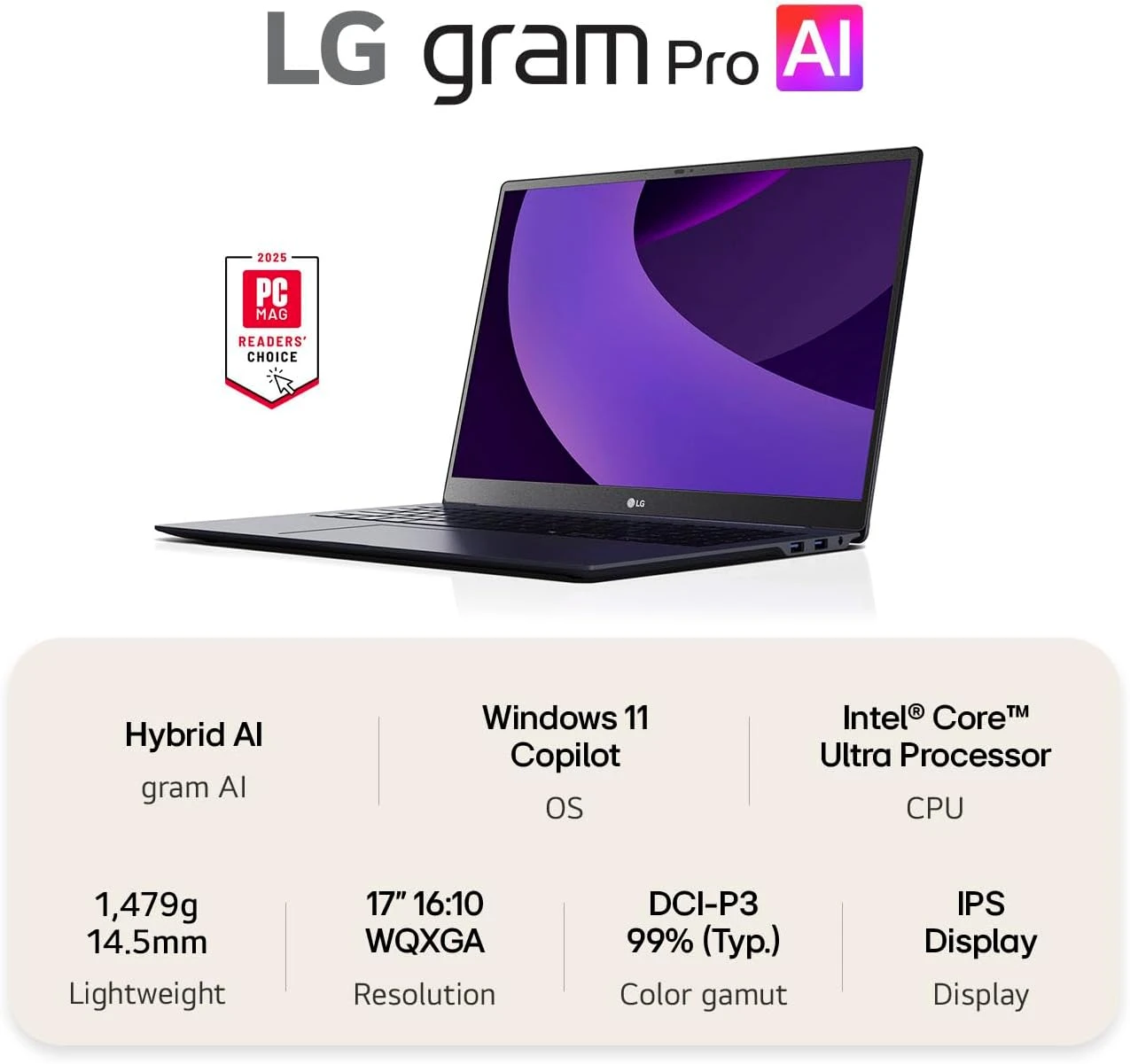 NEW LG Gram Pro 17 RTX 5050 32GB 1TB Ultra 7 255H 17Z90TR - photo 3