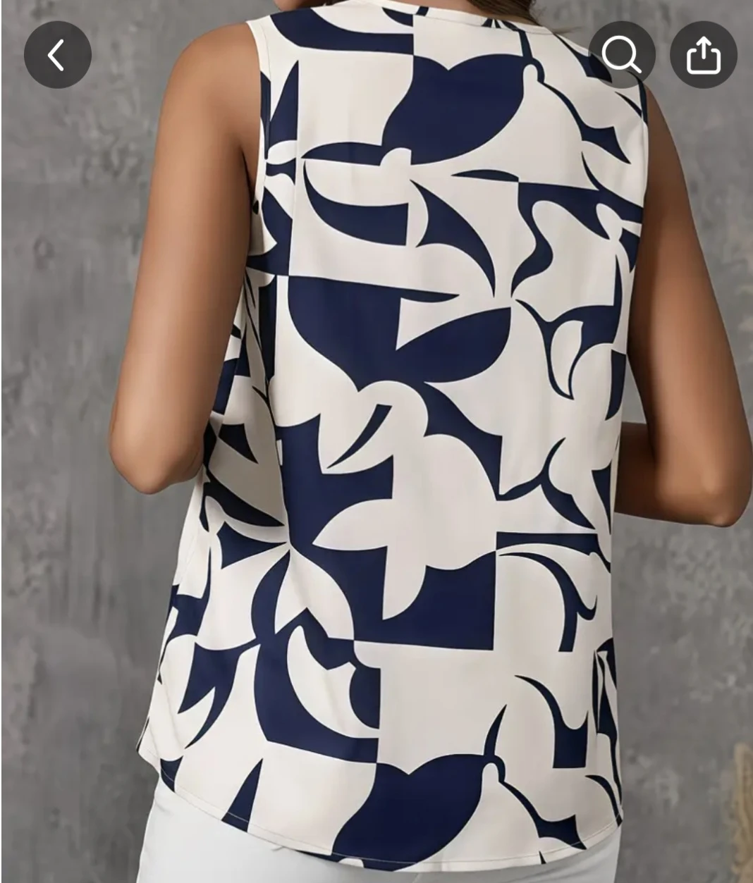 Women's Sleeveless Print Top - Blue/Apricot - photo 2